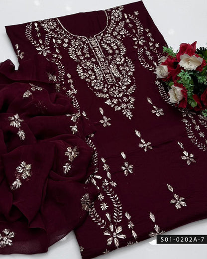 3PC Gotta Work Lawn Suit with Chiffon Dupatta