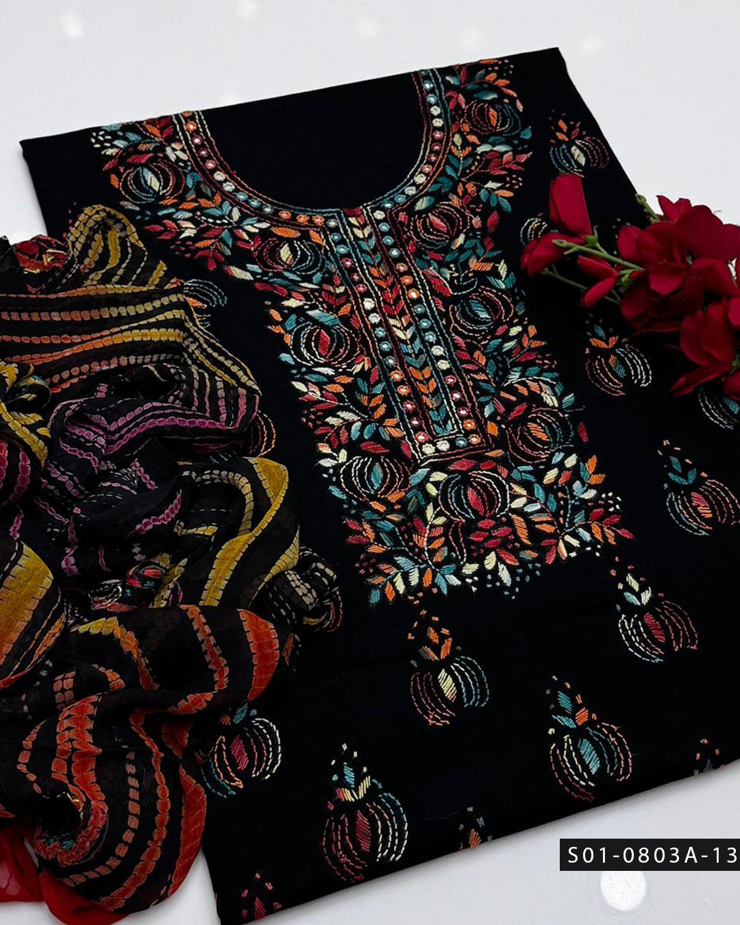 3PC Lawn Handmade Shadow Pakka Embroidered Dress