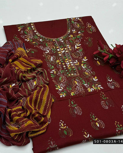 3PC Lawn Handmade Shadow Pakka Embroidered Dress