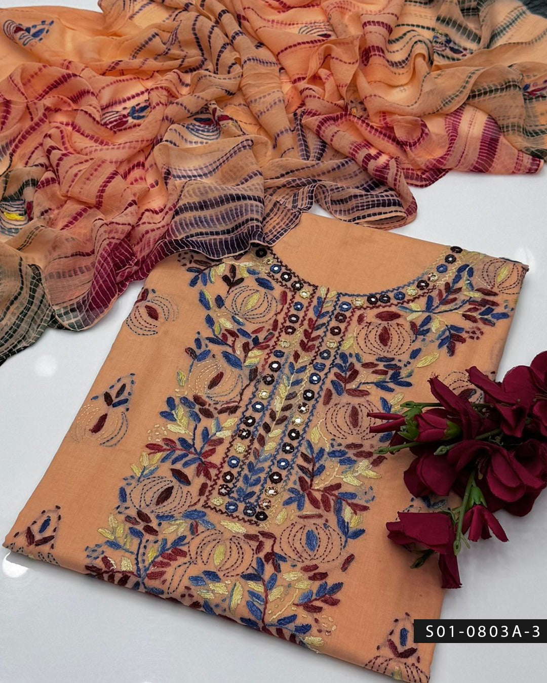 3PC Lawn Handmade Shadow Pakka Embroidered Dress