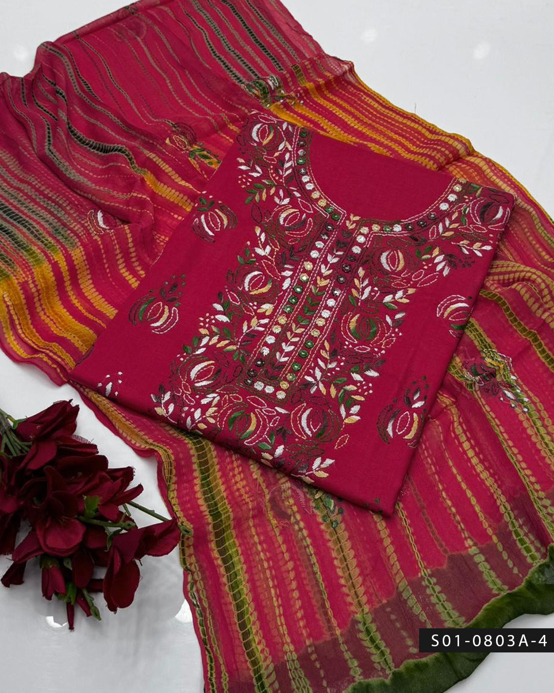 3PC Lawn Handmade Shadow Pakka Embroidered Dress