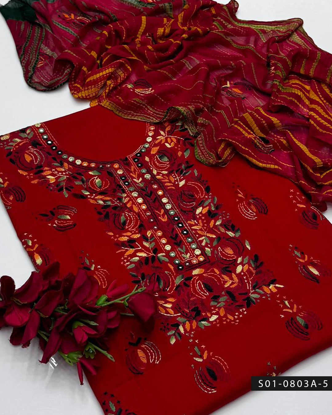 3PC Lawn Handmade Shadow Pakka Embroidered Dress