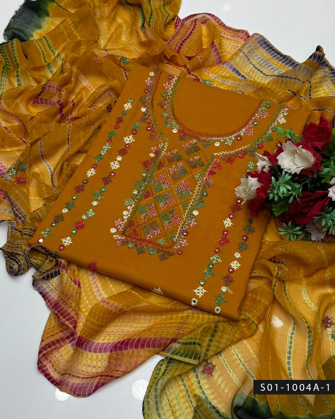 3PC Handmade GulAhmed Lawn Dress with Kacha Pakka Tanka & Tarkashi Embroidery