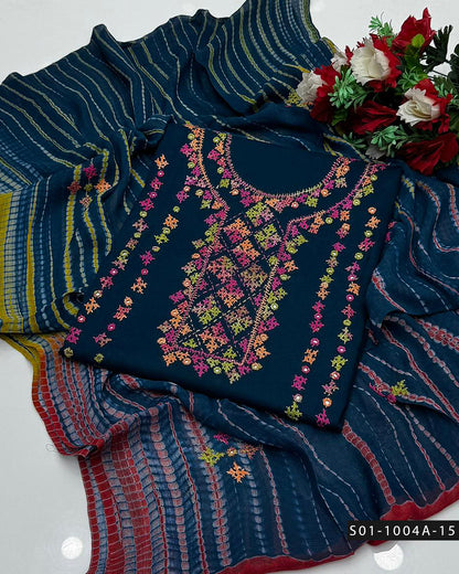 3PC Handmade GulAhmed Lawn Dress with Kacha Pakka Tanka & Tarkashi Embroidery