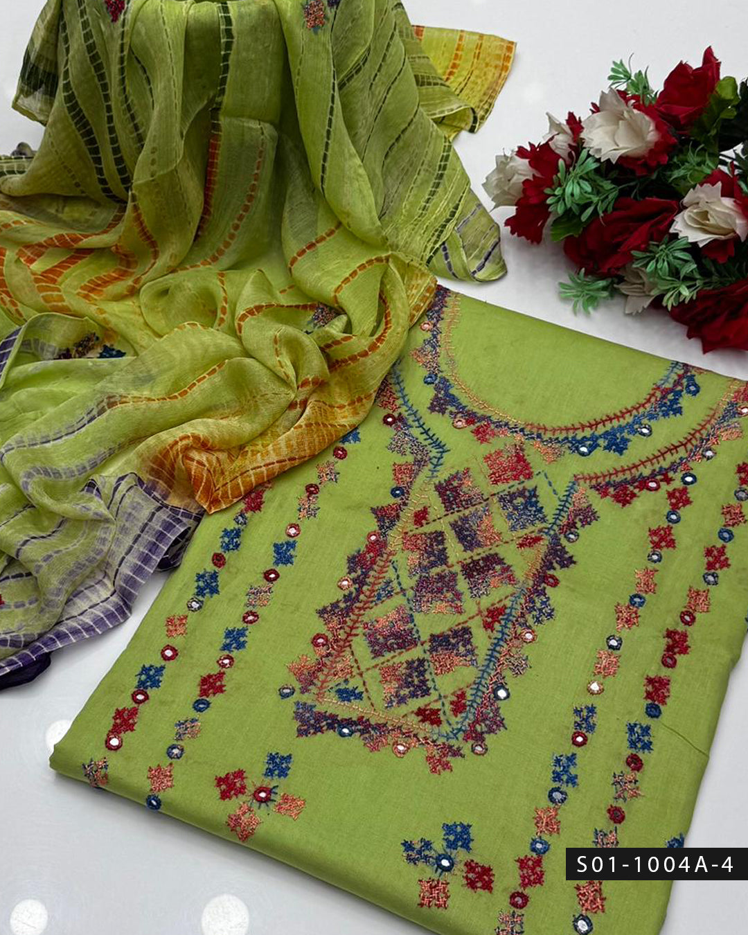 3PC Handmade GulAhmed Lawn Dress with Kacha Pakka Tanka & Tarkashi Embroidery