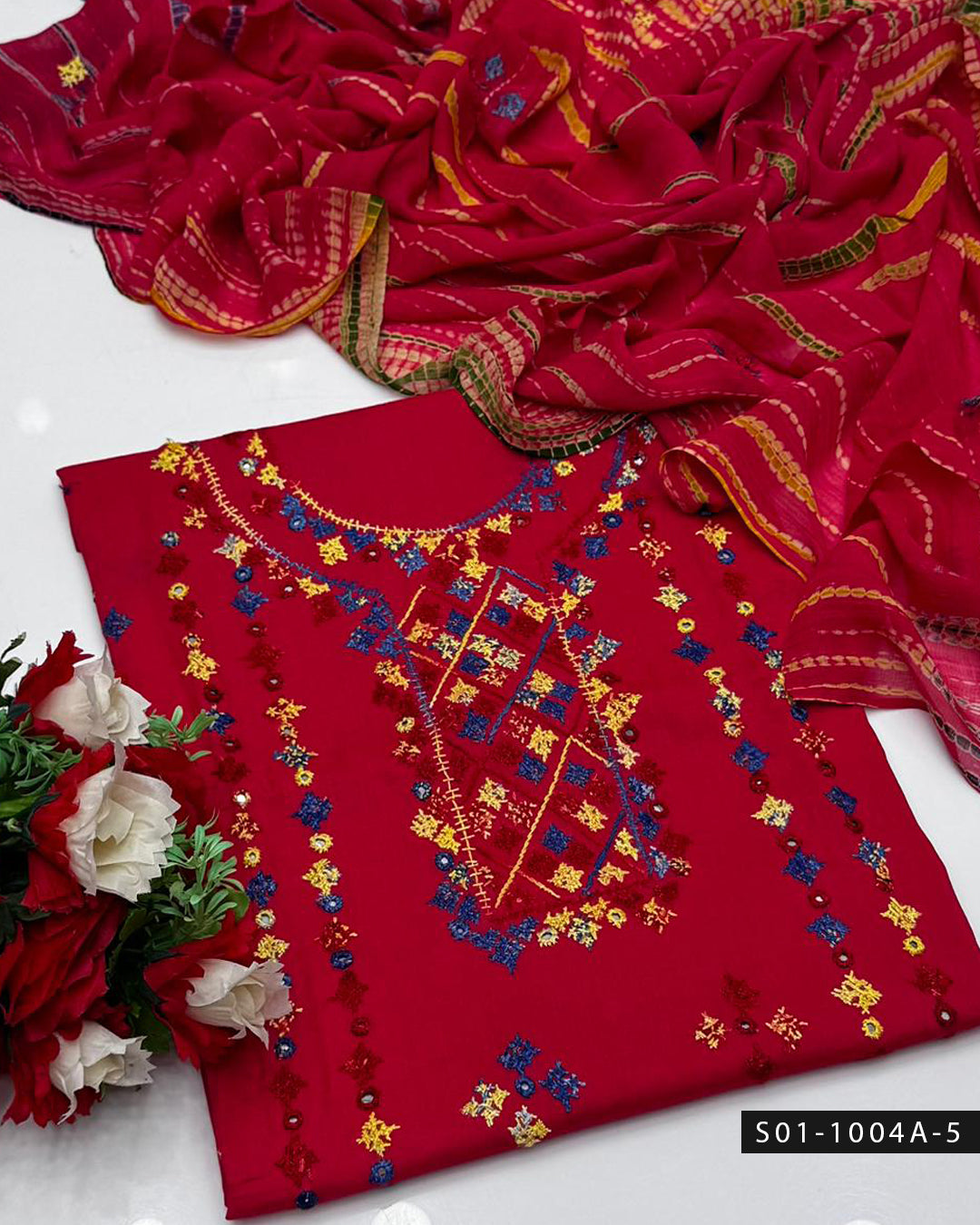 3PC Handmade GulAhmed Lawn Dress with Kacha Pakka Tanka & Tarkashi Embroidery