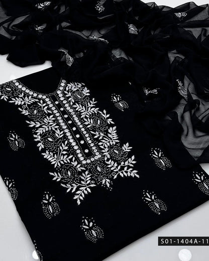 3PC Handmade Lawn Dress with Shadow & Pakka Embroidery and Sheesha Work