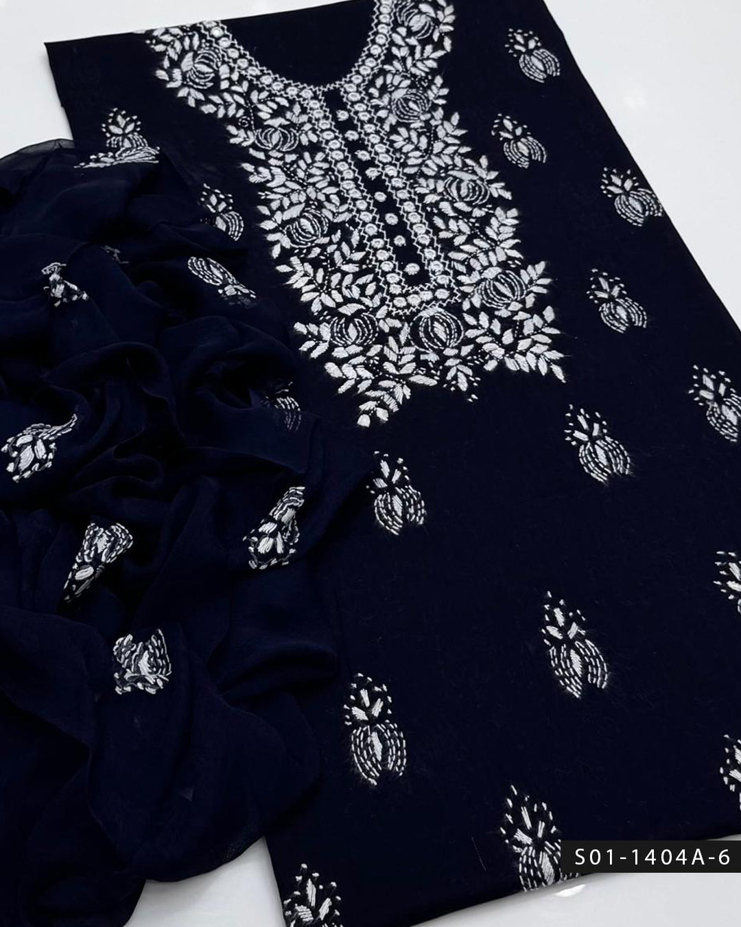 3PC Handmade Lawn Dress with Shadow & Pakka Embroidery and Sheesha Work
