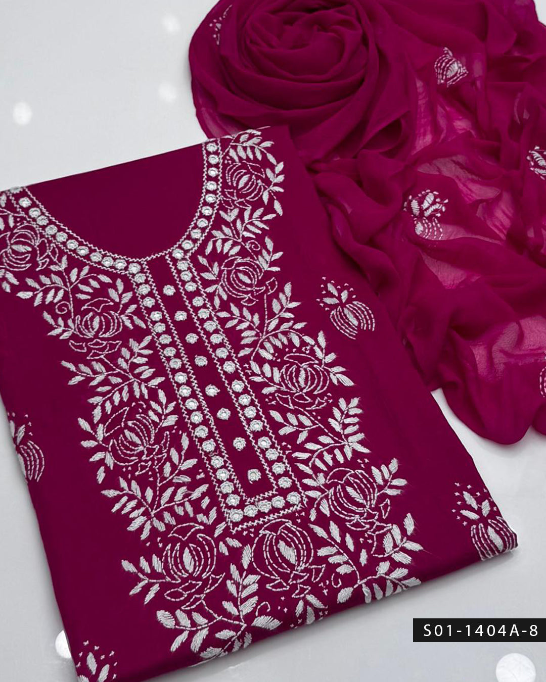 3PC Handmade Lawn Dress with Shadow & Pakka Embroidery and Sheesha Work
