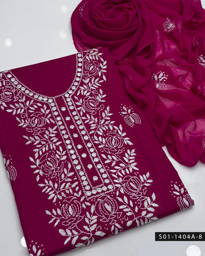 3PC Handmade Lawn Dress with Shadow & Pakka Embroidery and Sheesha Work
