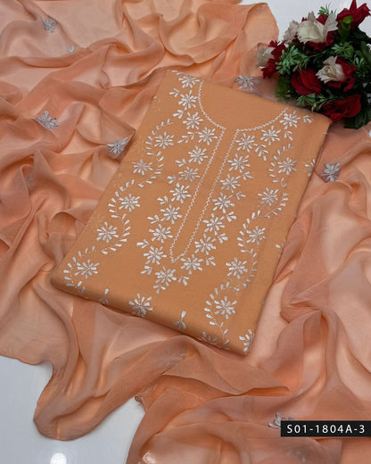 3PC Handmade Lucknowi Chikankari Lawn Dress with Chiffon Dupatta
