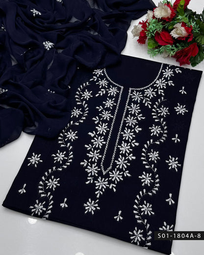 3PC Handmade Lucknowi Chikankari Lawn Dress with Chiffon Dupatta