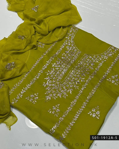 3PC Handmade Lawn Gotta Work Dress with Chiffon Dupatta