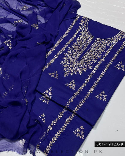 3PC Handmade Lawn Gotta Work Dress with Chiffon Dupatta